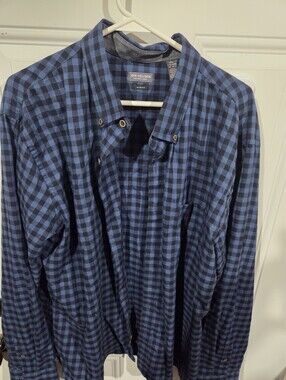 Van Heusen Navy and Blue Check Button-Down Shirt
